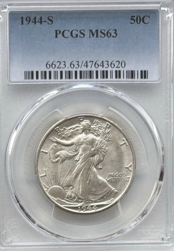 1944-S Walking Liberty Half Dollar 50C PCGS MS-63 Choice BU Silver Coin #581