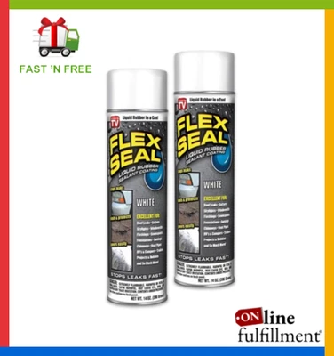 ⭐️PACK OF 2! 14 Oz. Cans Of Flex Seal White FSWHTR20 ✅ 3 DAY SHIPPING!!!