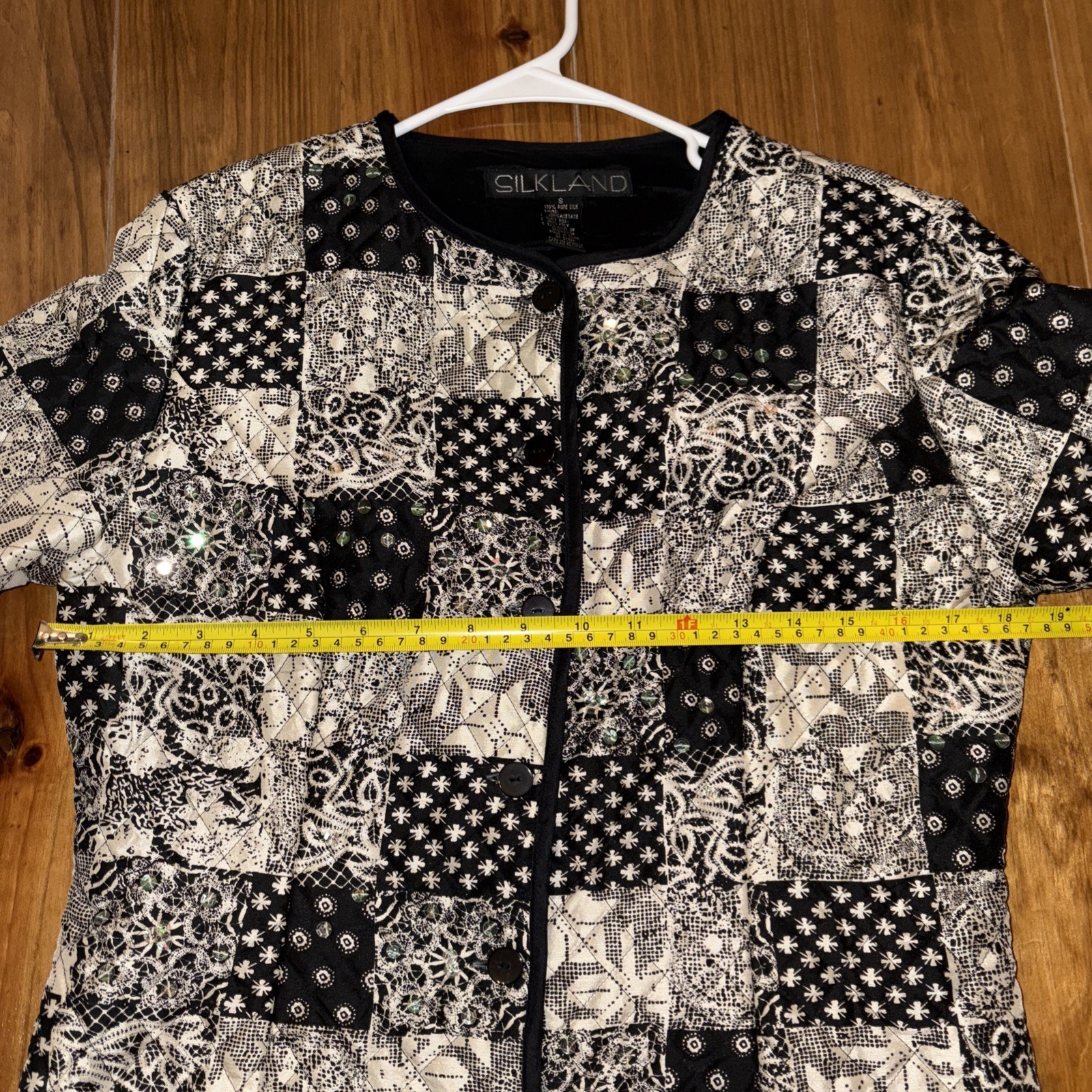 EUC Silkland Patchwork Jacket Small 100% Silk Qui… - image 4