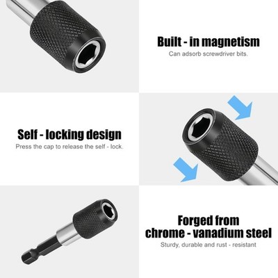 6Pcs 1/4inch Hexagonal Handle Screwdriver Extension Rod Quick Release Locking