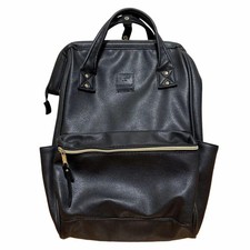 Anello Black Faux Leather Backpack 41cm Unused Japan