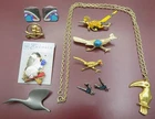 ESTATE COLLECTION LOT BIRD COSTUME JEWELRY ROADRUNNERS OWL 9 ITEMS VINTAGE