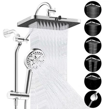 13'' High Pressure Shower Head Combo with 10 Spray Handheld Showerhead Chrome US