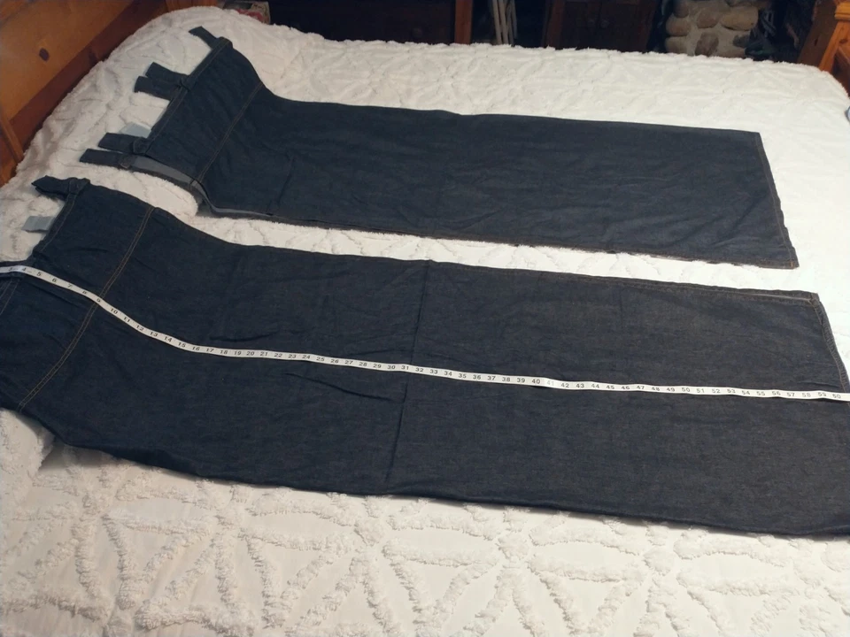 Martha Stewart Dark Blue Denim Jean Curtains Tab Top 2 Panels 62" L x 42" W Exc! - Image 4 of 4