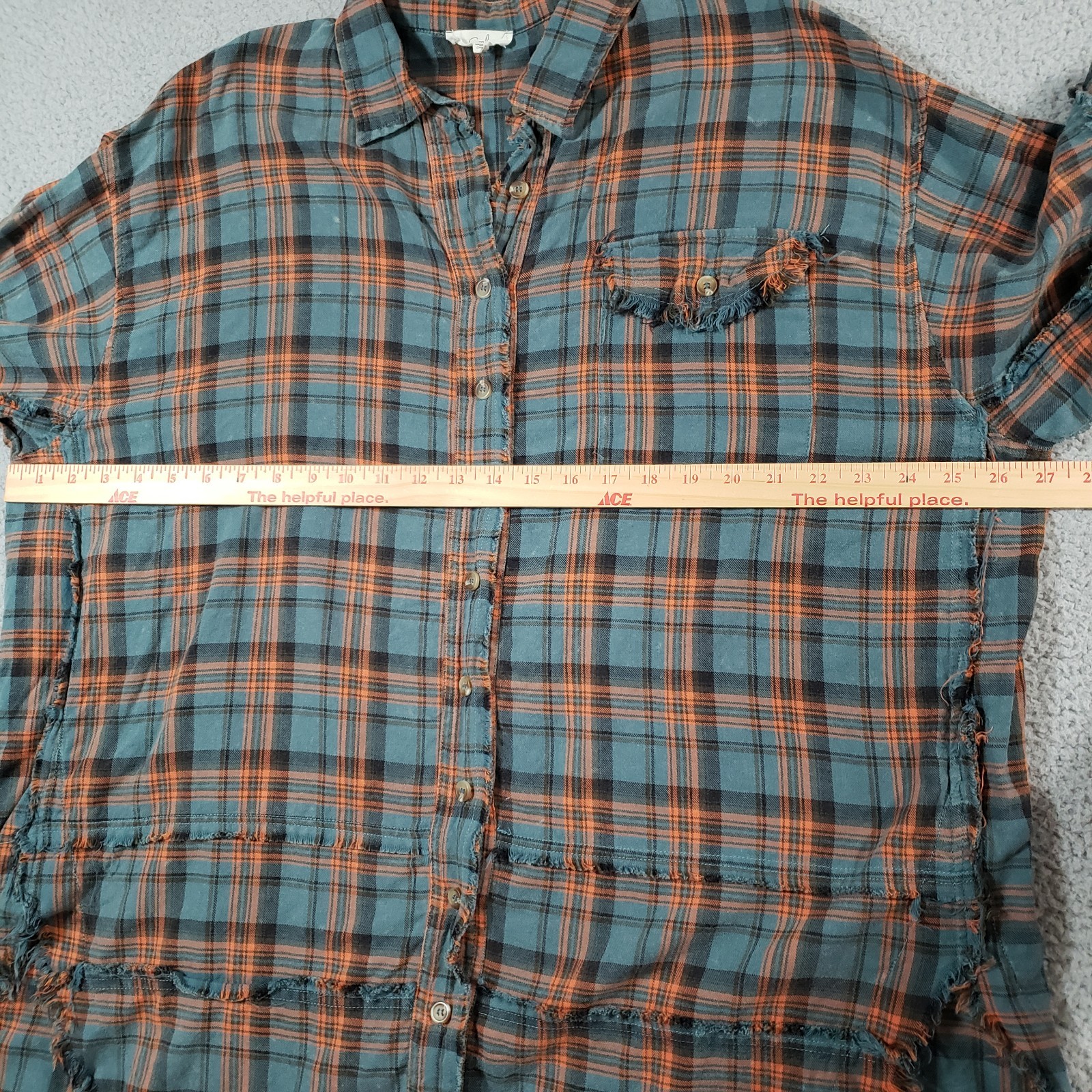 Easel Patchwork Distressed Oversized Tunic Shirt … - image 9