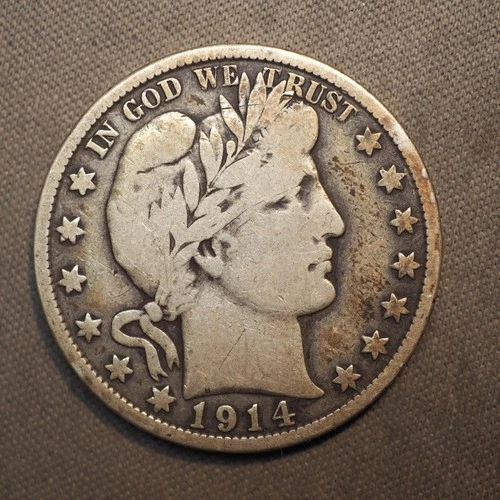 1914 **S** BARBER SILVER HALF DOLLAR ***NICE COIN!***  FREE SHIPPING! C1976