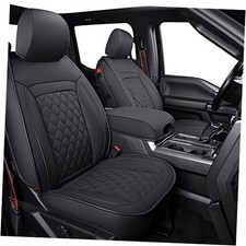 F150 Faux Leather Seat Covers Fit for 2015-2025 2015-2026 Front Pair Black