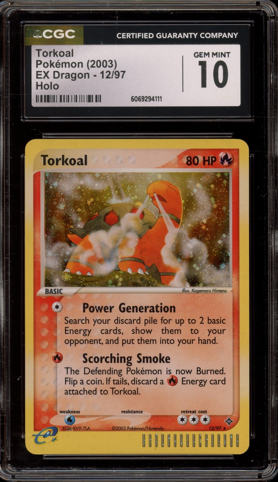 Pokemon Torkoal EX Dragon Holo Rare #12 CGC 10 Gem Mint