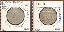 *New Zealand Coin, 20 Cents 1988 [E13000]7x1