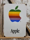 VINTAGE APPLE COMPUTERS PORCELAIN SIGN OLD ELECTRONIC STORE ADVERTISING RAINBOW