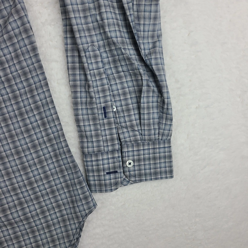 Camisa Billy Reid Para Hombres 2XL XXL Azul Gris Ajuste A Cuadros 1 Vestido Abotonado Foto 2 de 4