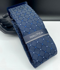 NAUTICA Men's Polyester Tie  Blue  Grid Pattern  NEW MSRP: 55.