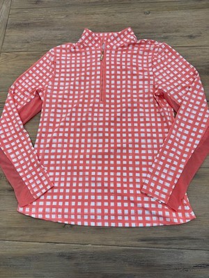 Cabana Life Long Sleeve Peach Check Pullover, M