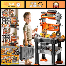 2-in-1 Workbench Toy Set with Sound - 145 PCS Educational Construction Tools for