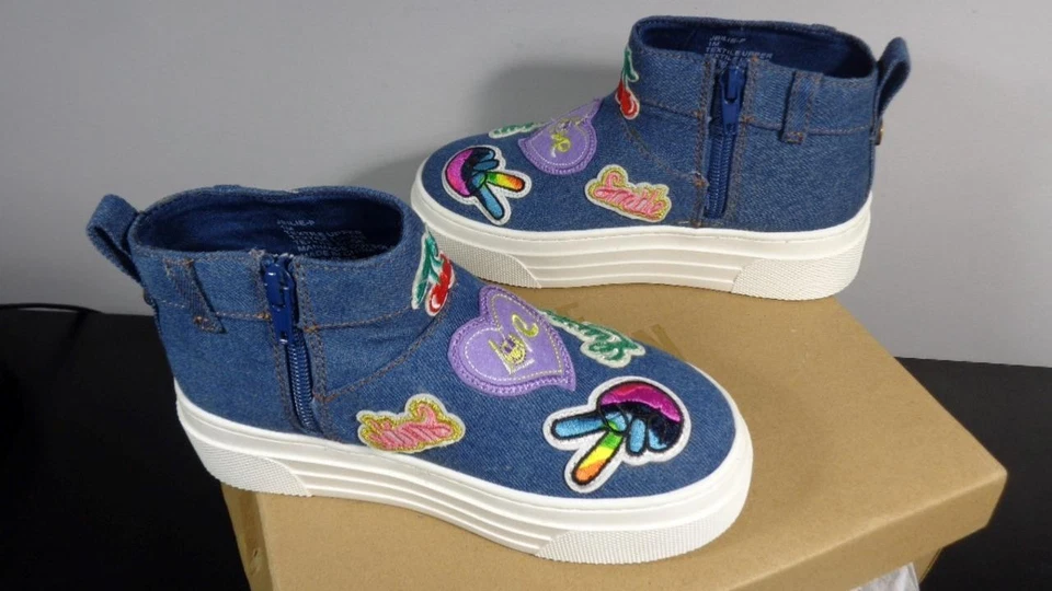 ZAPATOS TENIS NUEVOS TALLA 1M STEVE MADDEN DENIM PEACE LATERALES CON CREMALLERA ~ MUY BONITOS Foto 4 de 4