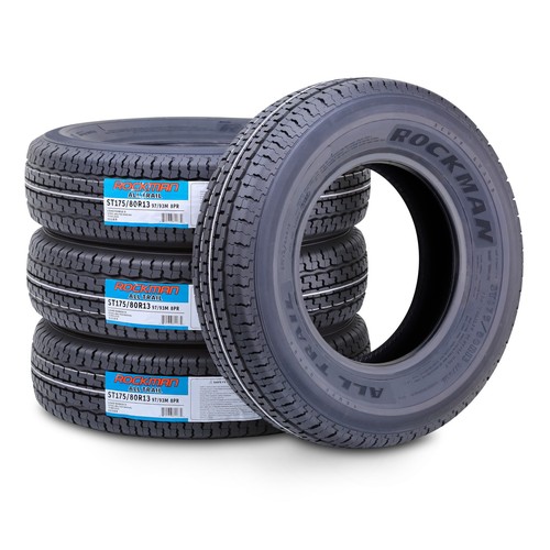 ROCKMAN Trailer Tire ST175/80R13 8-Ply LR D 97M Steel Belted Radial 11169, Set4