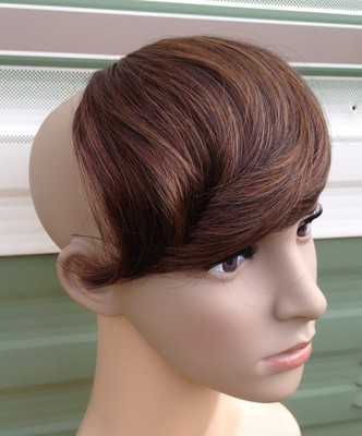 medium chestnut brown clip in on fake fringe bangs hair extension