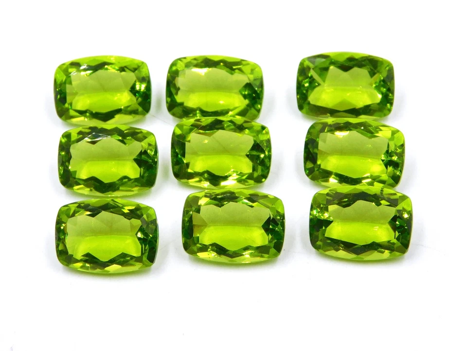 Lab Created Peridot Cushion Cut Lot Loose Gemstone 10x14 MM For Jewelry P-188 - Image 2 of 4