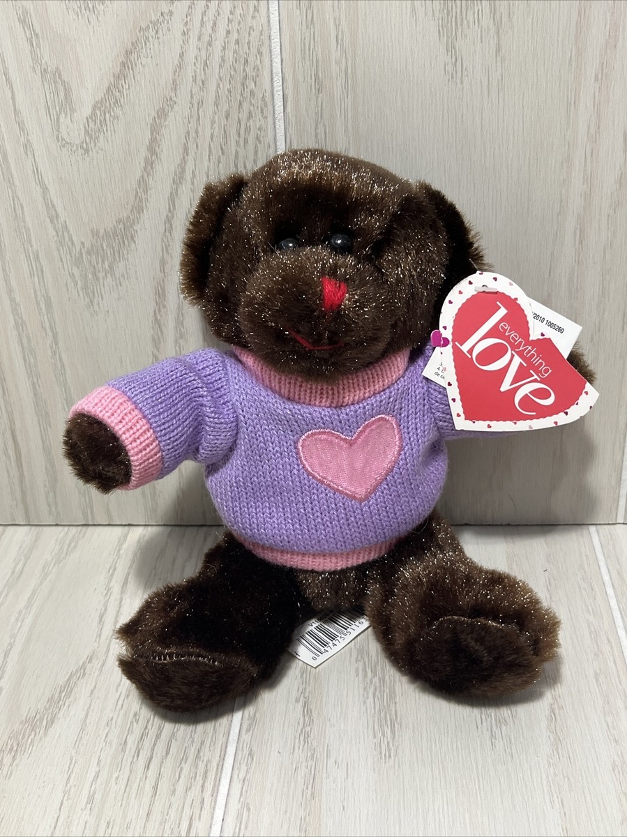 Dandee sweater friends brown teddy bear Plush purple pink heart