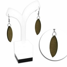 Bois Boucles D'Oreilles Ovale Blattform Braun Léger Naturelle Nature Bijoux en