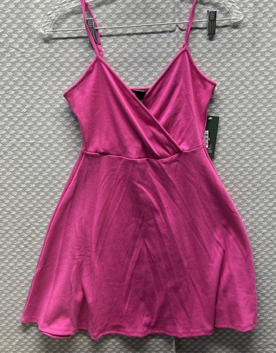 Women’s Wild Fable Sleeveless Ribbed Faux Wrap Mini Dress Magenta S