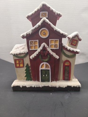 10" Animado Parpadeante Iluminado Casa Pueblo Navidad Hogar Decoración Vacaciones