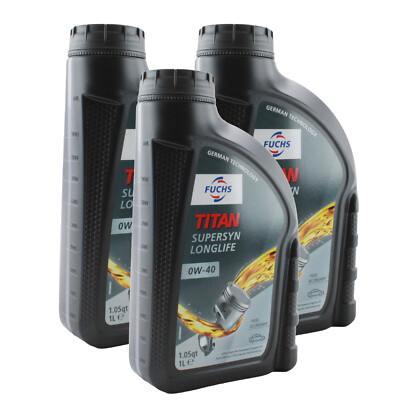 Fuchs 3 Liter TITAN SUPERSYN LONGLIFE SAE 0W-40 Engine Oil 3 x 1L for BMW MB