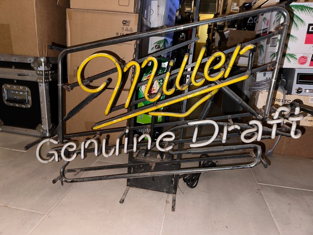 ミラー・ジェニュインドラフトのネオン管 Miller Genuine Draft Beer Vintage Real Tube Neon Sign Display