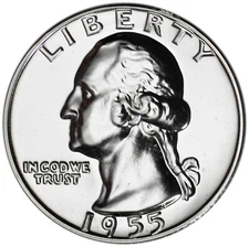 1955 25C US Silver Proof Washington Quarter