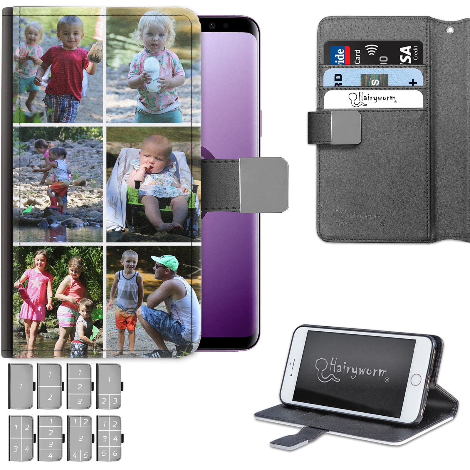 Personalised Photo PU Leather Phone Case Custom Collage Cover For Apple/Samsung