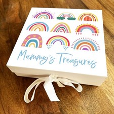Rainbow Mummy's Treasures Personalised Square Keepsake Memory Hamper Gift Box
