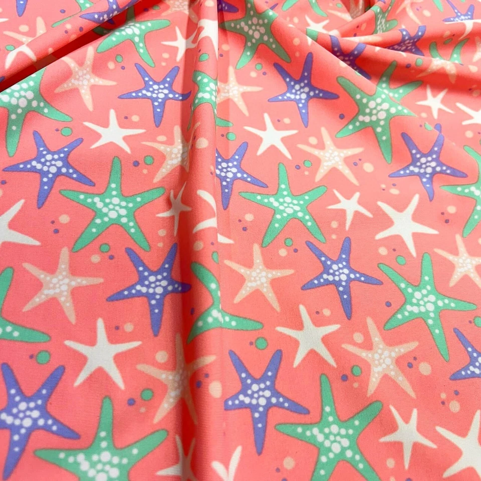 Купальник из спандекса ткани 4-сторонний эластичный летний с принтом в виде морской звезды ширина 60 дюймов в ярдах - Изображение 2 из 4