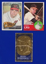 LOTE DE 3 ORIOLES 1963 TOPPS #41 C LAU 1965 #303 ORSINO EXMBOSSED BROOKS ROBINSON