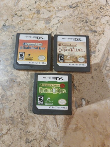 PROFESSOR LAYTON: DIABOLICAL BOX CURIOUS VILLAGE UNWOUND FUTURE ✨Nintendo DS✨Lot