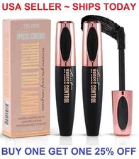 Two-Pack 4D Silk Fiber Eyelash Mascara Black Waterproof