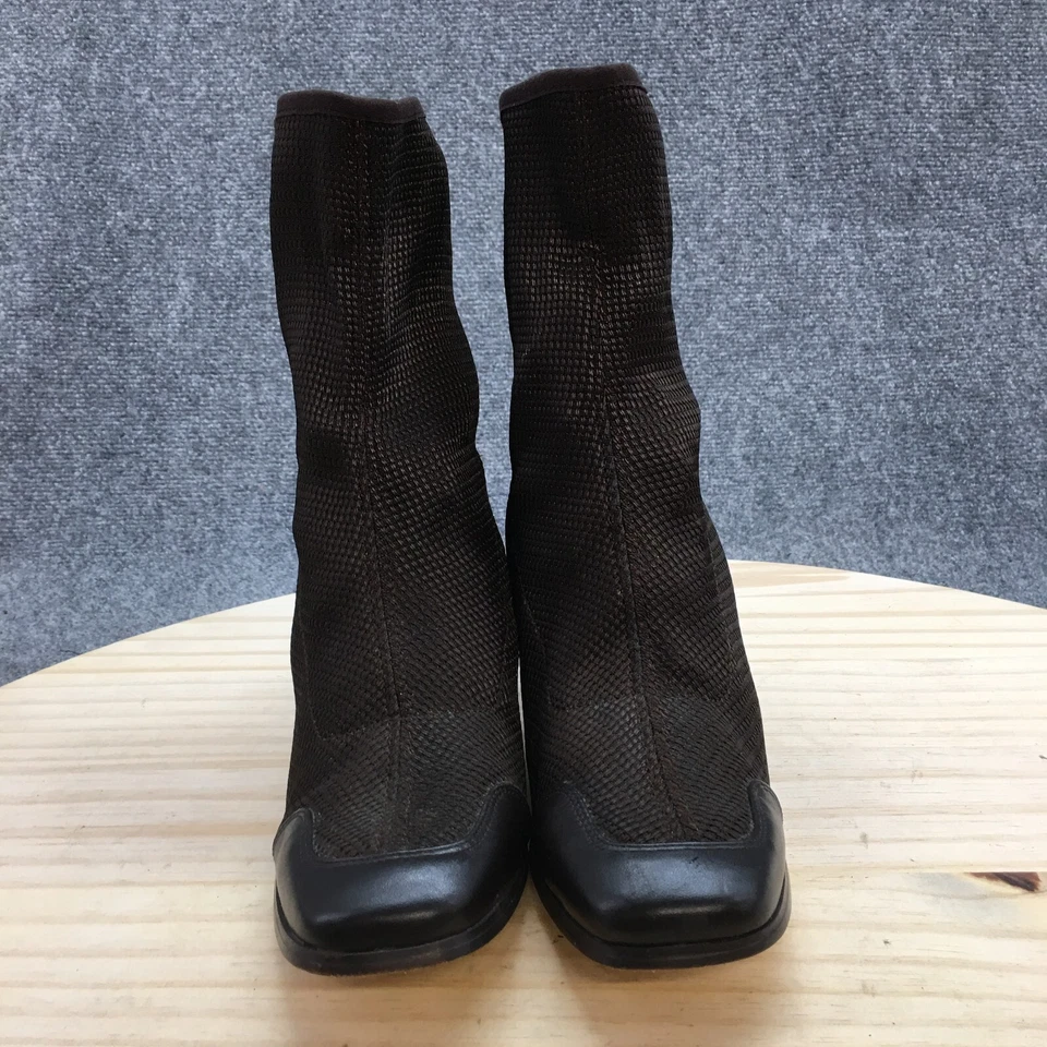 Ann Marino Botas Mujer 8 M Punta Cuadrada Botines Tacones Tela Marrón Pull On Foto 4 de 4