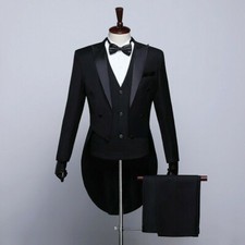 Mens Suit Prom Tuxedo Tailcoat Jacket Vest Pants Dinner Wedding Groom Dress
