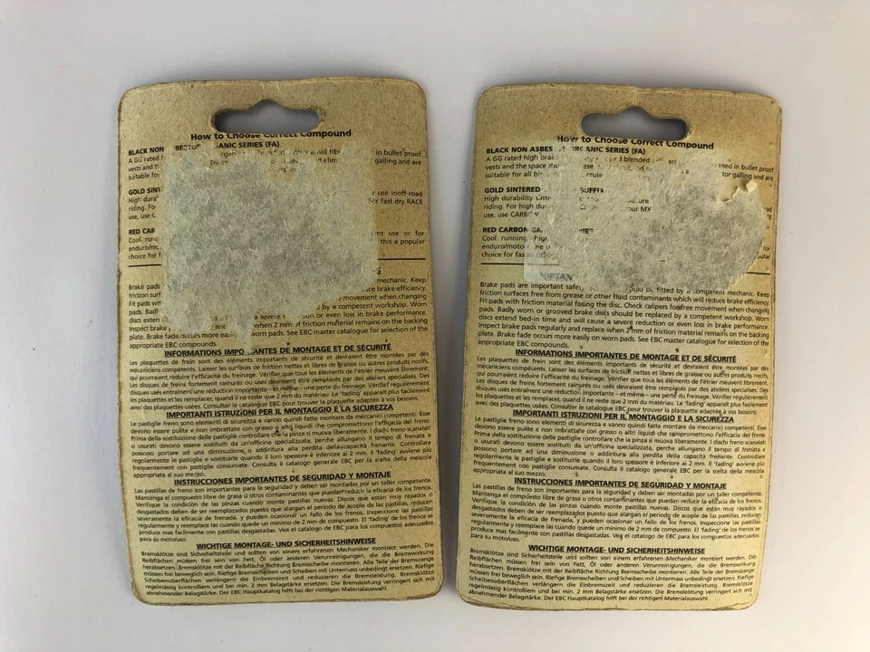 PASTILLAS DE FRENO EBC FA60 2 PAQUETES DE PASTILLAS DE FRENO ORGÁNICAS APRILIA RS50 Foto 4 de 4