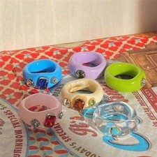 Rings Women Resin Jewelry Stock Handmade Acrylic Couple Ring Gift Colorful