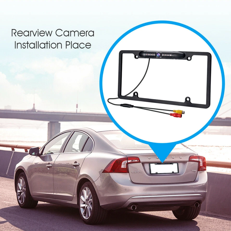Car Rear View Backup Camera 8 IR Night Vision US License Plate Frame CMOS 170° Foto 3 de 4