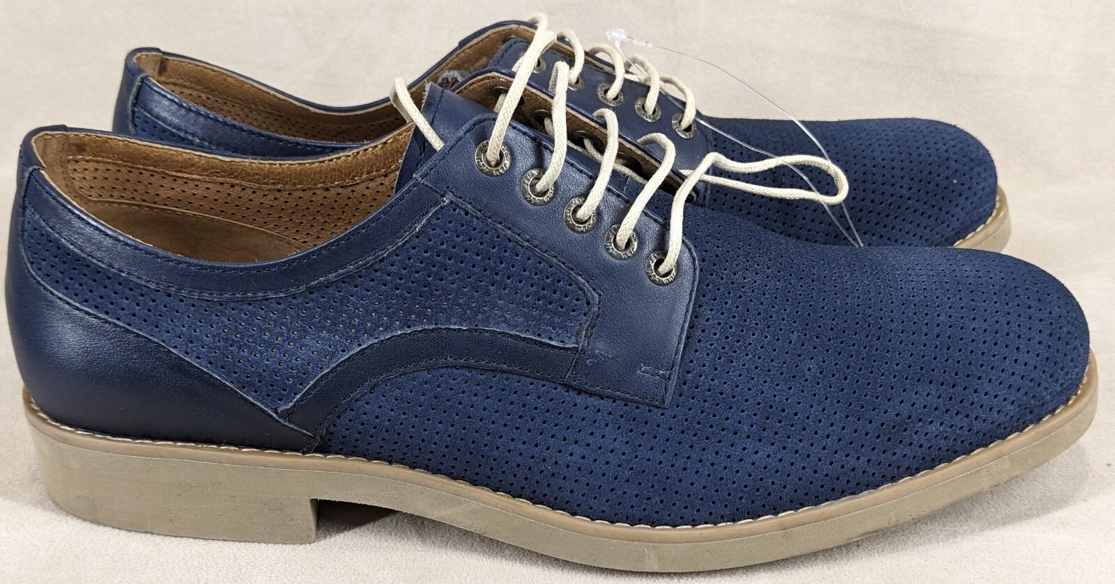 SAOLA Johnston & Murphy 10 59 11917 punta forata in pelle scamosciata blu