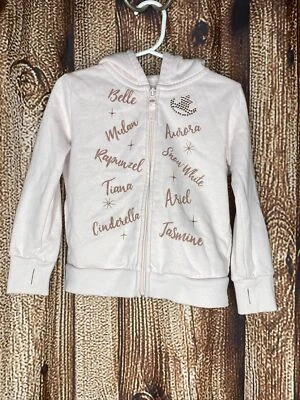 Disney Parks Princess Hoodie Zip Up Jacket Toddler Girls XXS 2/3 Pink Rose Gold - Image 1 of 4