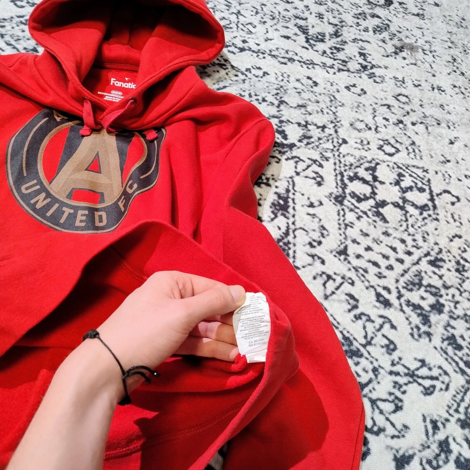 GUCCI Felpa con cappuccio vintage unisex cotone rosso taglia M Atlanta United FC vestibilità regolare