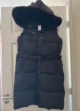 Cameo Rose Black Longline Padded Gilet Waistcoat Size 10
