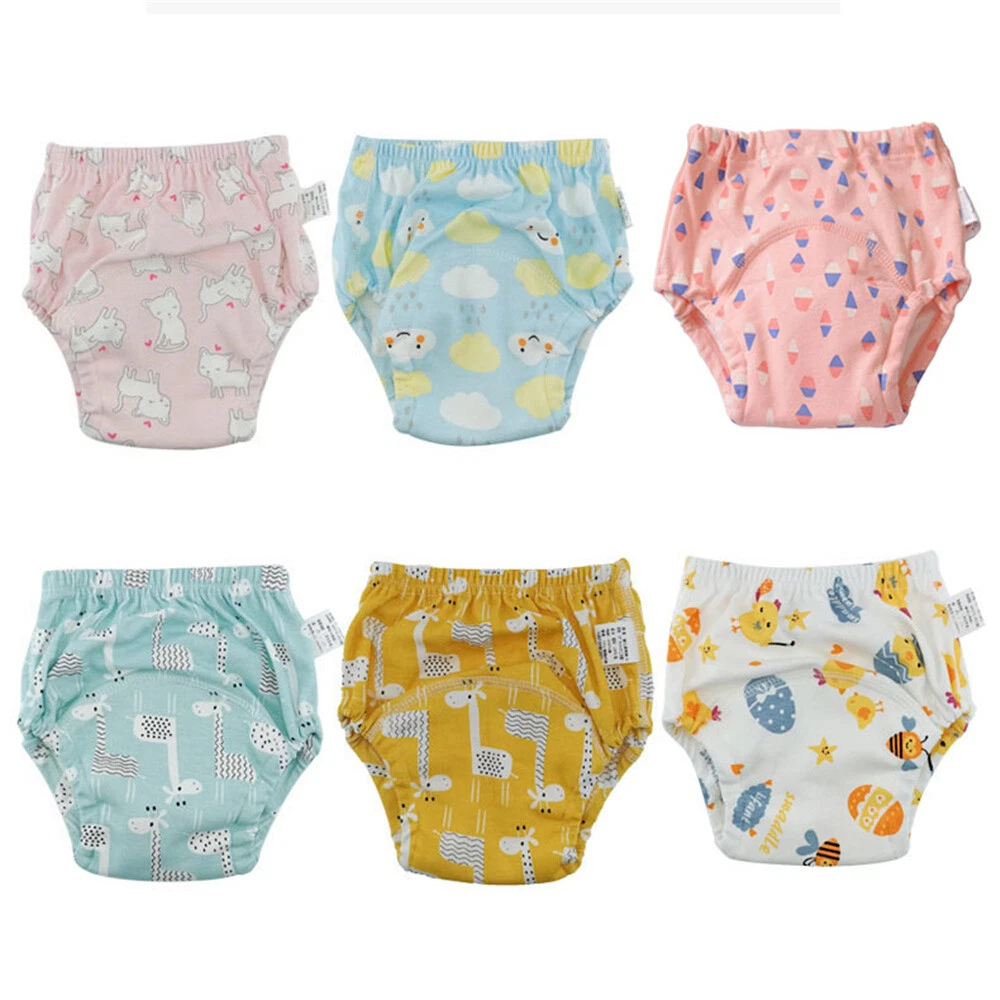 6Pcs Cartoon Cotton Boys Girls Toddler Baby Potty Training Pants Washable  Diaper