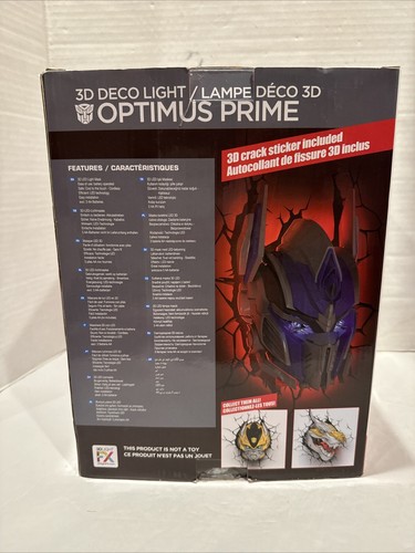 Hasbro Transformers 3D Optimus Prime Deco LED Night Light Crack Wall Art - Picture 3 of 5