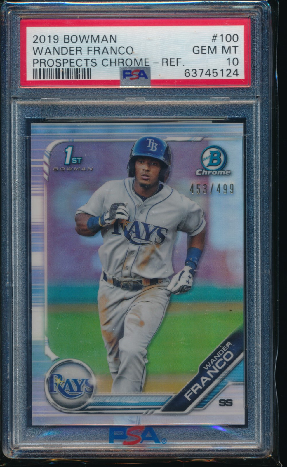 PSA 10 WANDER FRANCO 1st 2019 Bowman Chrome REFRACTOR #/499 Rookie RC GEM MINT