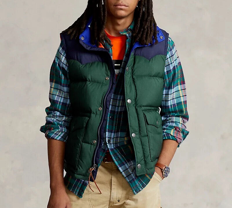 Ralph Lauren Polo DOWN Western Gilet Insulated Water-Resistant Vest Blue S £269