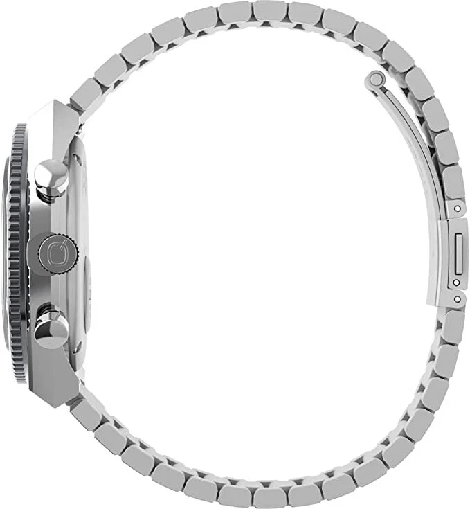 Orologio Uomo TIMEX Q GMT TW2V69900 Chrono Bracciale Acciaio Bianco - Immagine 3 di 4