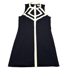 Milly of New York Dress Womens Large Black Cream Geometric Mod Knit Shift L
